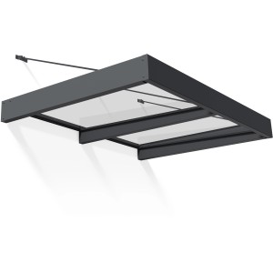 Palram Canopia Vordach Sophia XL, 1,9x1,4m, schwarz-transparent, Terrassenüberdachung.