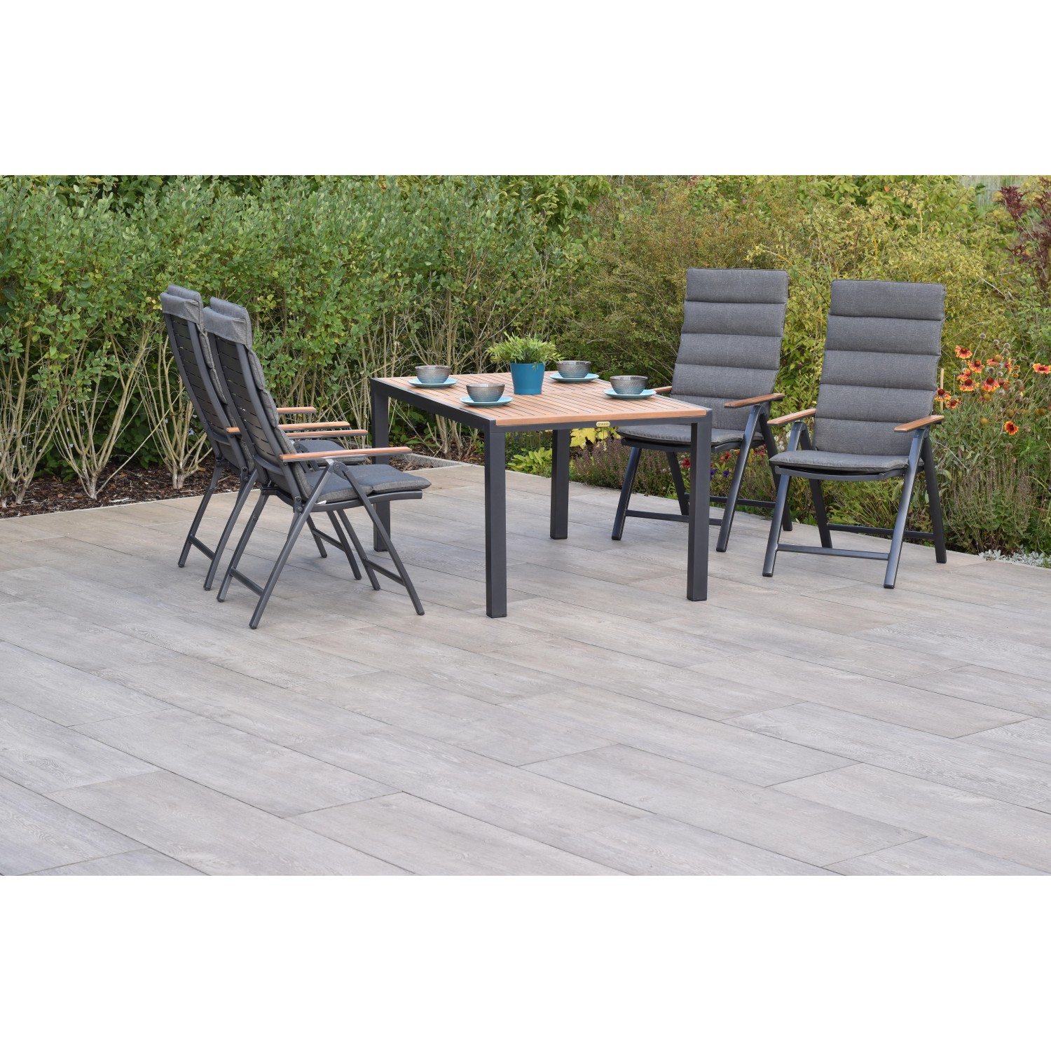 Merxx Tinos Set 9-tlg. mit Gartentisch 150 x 90 cm inkl. Kissen günstig online kaufen