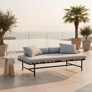 Bessagi Garden Gartenliege Norah Grau Outdoorstoff/Metall/Kunststoff