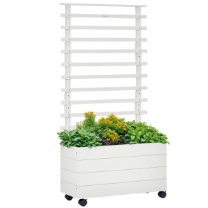 Outsunny Hochbeet Tannenholz 76L x 30B x 155H cm Weiß