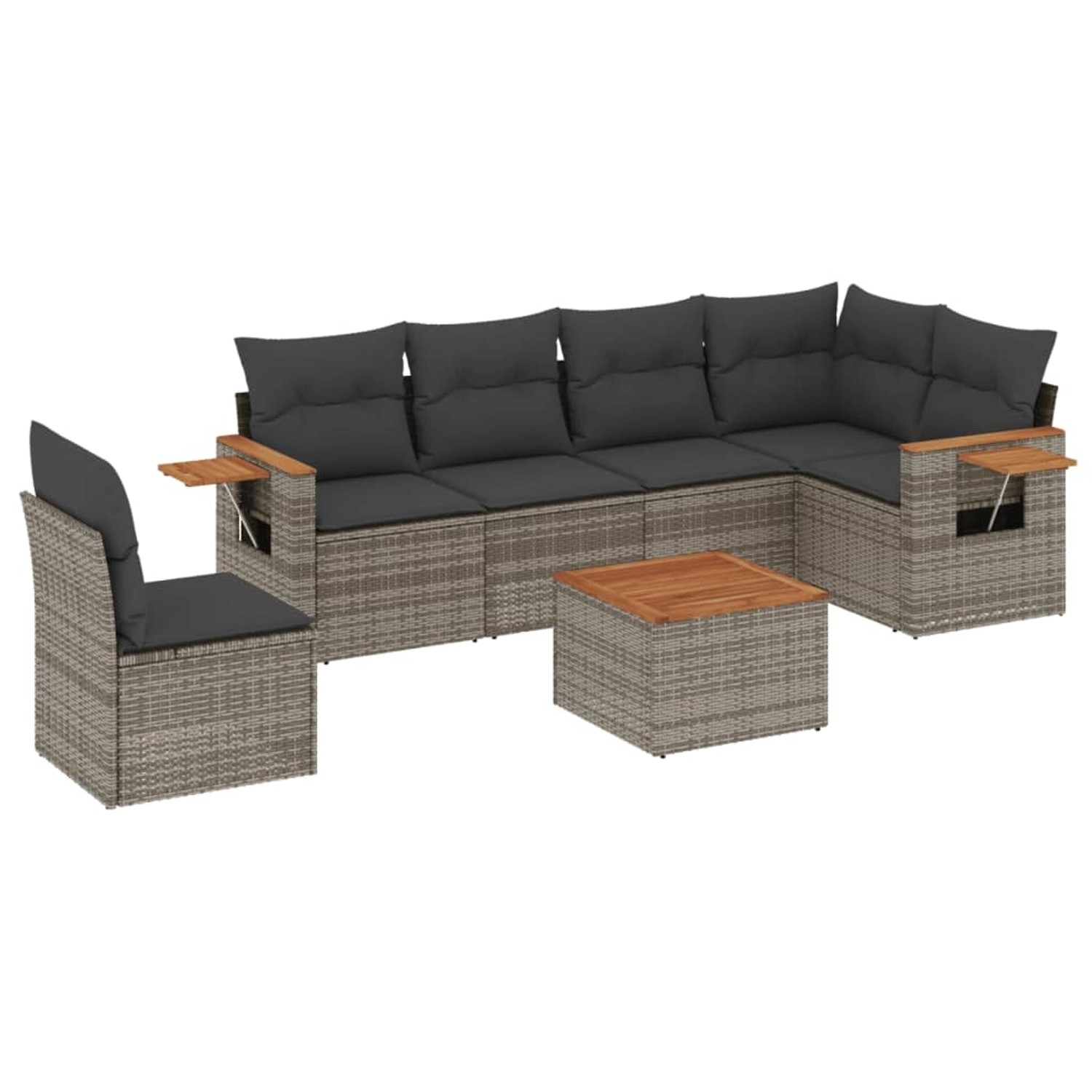 vidaXL 7-Tlg Garten-Sofagarnitur mit Kissen Grau Poly Rattan 3226865 günstig online kaufen