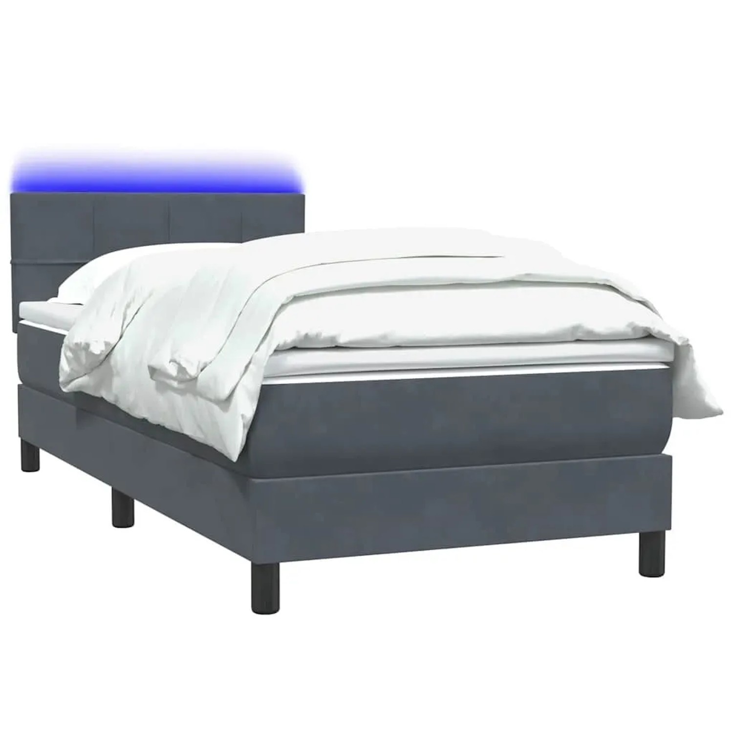 vidaXL Boxspringbett mit Matratze & LED Dunkelgrau 80x210 cm Samt 3316858 günstig online kaufen