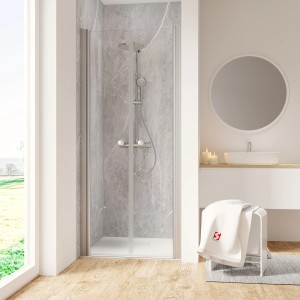 Schulte ExpressPlus Pendeltür in Alu-Natur, 200x80 cm, für Nische. Duschtür mit Sicherheitsglas.