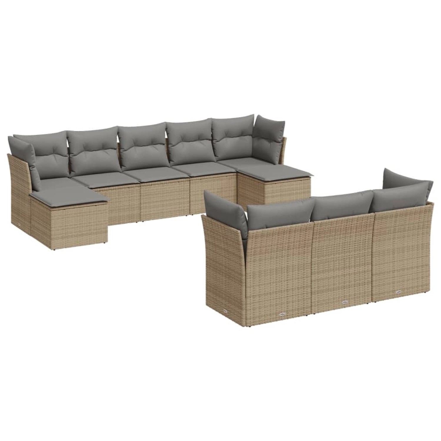 vidaXL 10-tlg Garten-Sofagarnitur mit Kissen Beige Poly Rattan Modell 25 günstig online kaufen