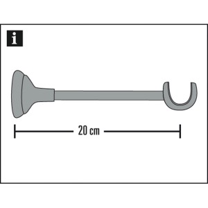 Gardinia Träger Europa, offen, Silber-Satin, 20 cm lang, für 19 mm Stangen.