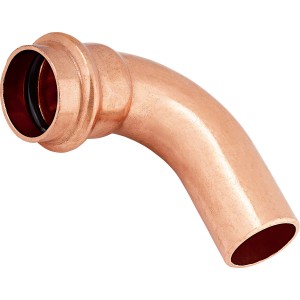 Kupfer Press-Bogen, 22 mm Durchmesser, 90 Grad Winkel für Rohre.