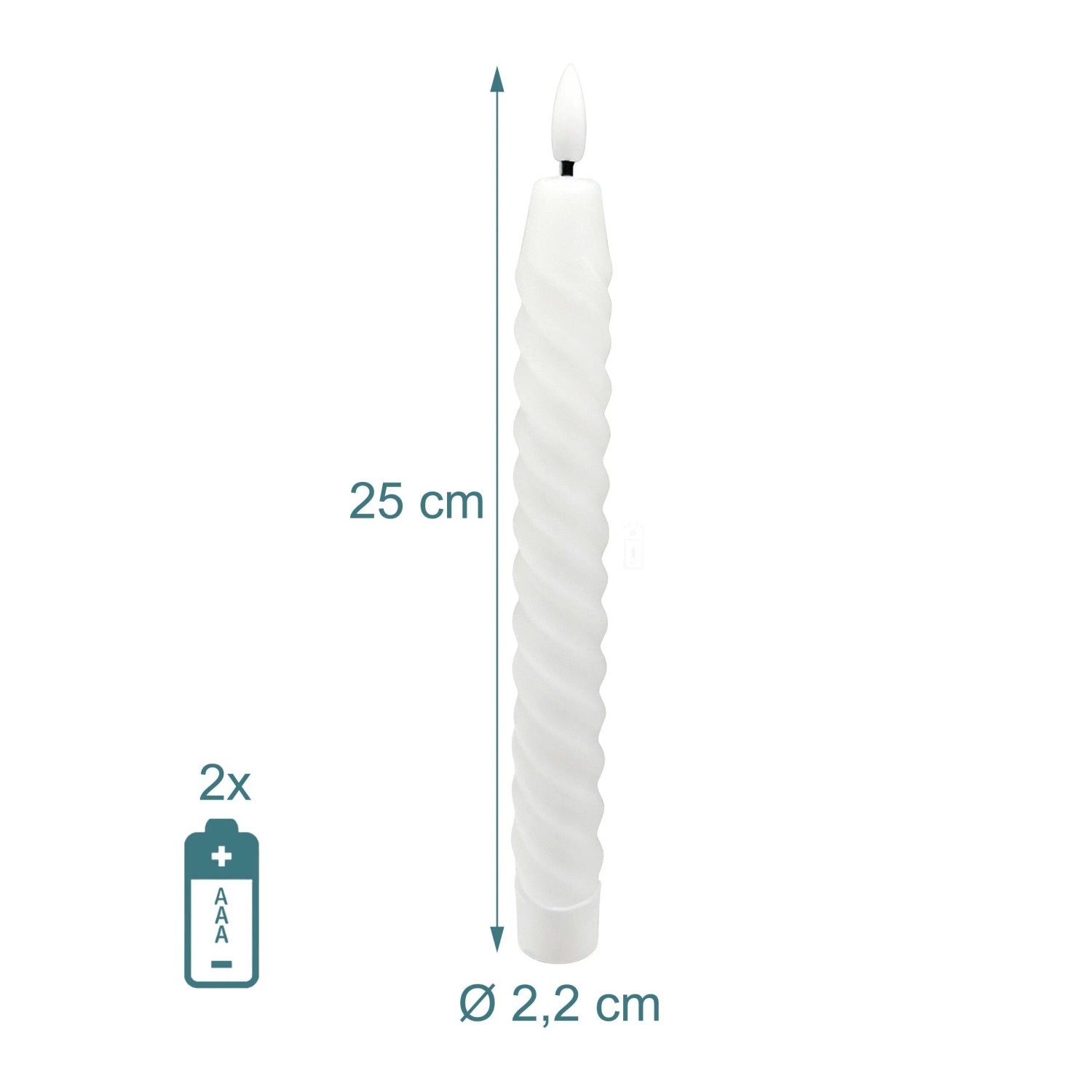 Relaxdays LED Stabkerzen 6er Set Echtwachs Weiß Flackernd 25 cm x 2,2 cm_4