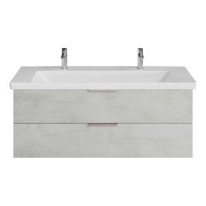 Steinkamp Waschtischunterschrank Living 2.0 Oxid Hellgrau mit Villeroy&Boch Subway 3.0 Waschtisch, 130 cm.