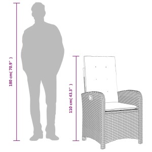 Gartensessel hellgrau mit Kissen, verstellbare Rückenlehne, Poly Rattan, vidaXL.