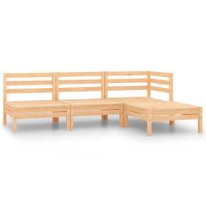 vidaXL 4-Tlg. Gartenlounge-Set aus Kiefernholz, bestehend aus Ecksofa, Mittelteilen und Hocker.