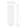 Technische Zeichnung Schulte Design-Heizkörper Lyon, 1800x606mm, Pearl-Weiß, mit Maßangaben.