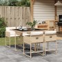 Beige 5-tlg. vidaXL Garten-Essgruppe aus Polyrattan mit Kissen für Terrasse und Garten.