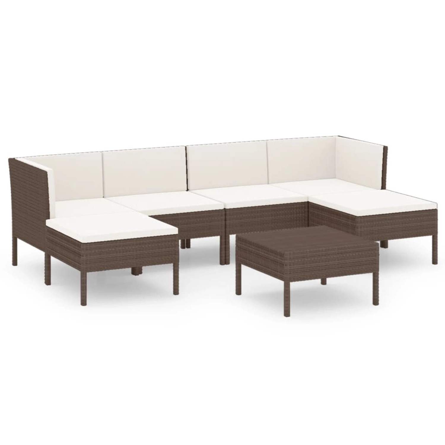 vidaXL 7-tlg Garten-Lounge-Set mit Auflagen Poly Rattan Braun Modell 4