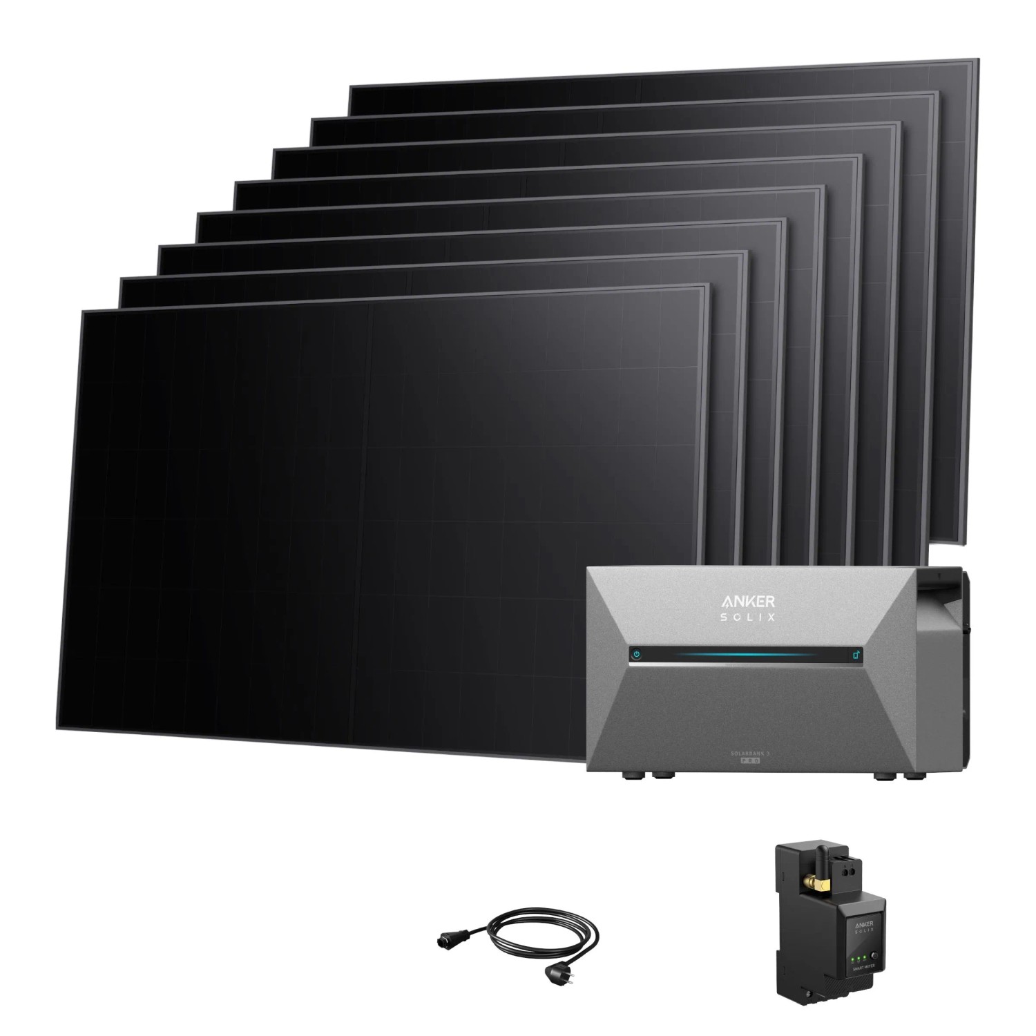 Anker SOLIX Balkonkraftwerk 8 x 480W BC Modulen Mit Solarbank 3 E2700 Pro Und Smart Meter