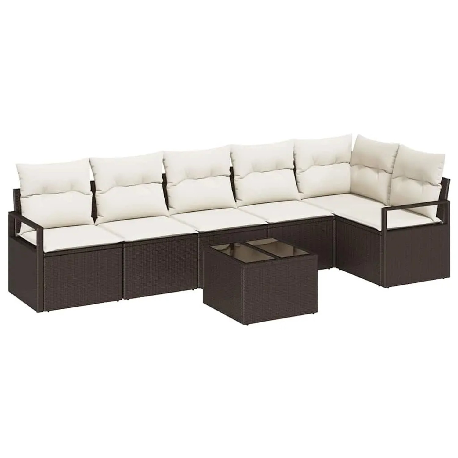 Thumbnail - vidaXL Gartensofa-Set mit Kissen 7 Stk Braun und Creme Poly-Rattan 3355077