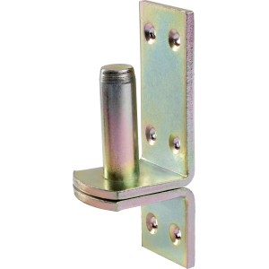 Gelb verzinkter Aufschraubkloben D1, 115x40 mm, Bolzen Ø 16 mm, zur Befestigung von Ladenbändern.