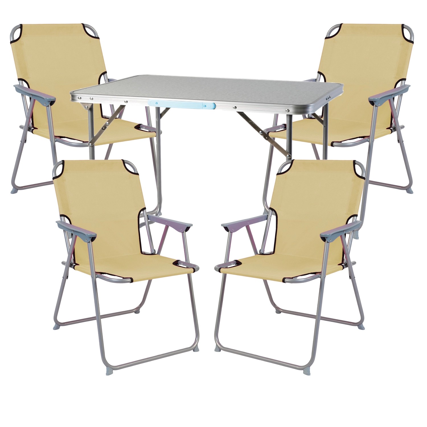 Mojawo 5 Teilig Campingmöbel Set Beige Alu mit Tragegriff Camping L70xB50xH günstig online kaufen