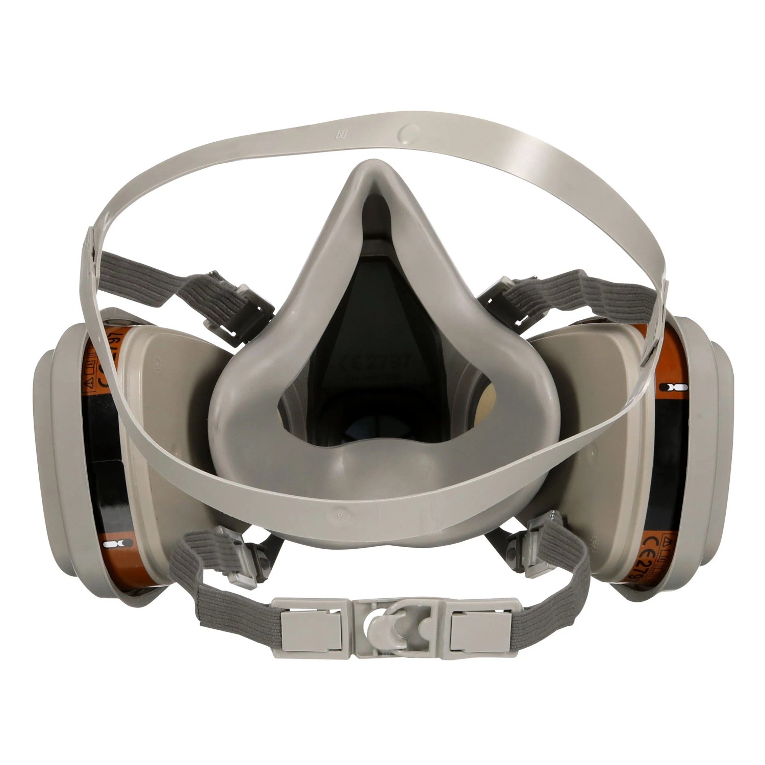 3M Maske 6002 A2P3, graue Atemschutzmaske mit Filtern für Farbspritzarbeiten und Schleifarbeiten.