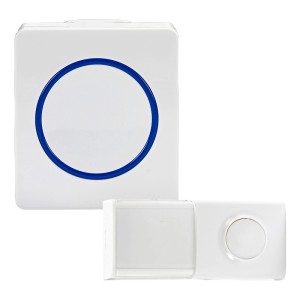 Heidemann Funkgong-Set Piezo I, Weiß-Blau: Funkklingel mit batterielosem Sender.