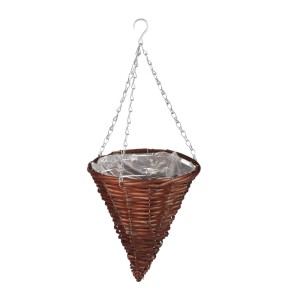 Relaxdays Blumenampel 3er Set Weide Braun Bepflanzbar 30 cm x 25 cm x 58 cm 270 g