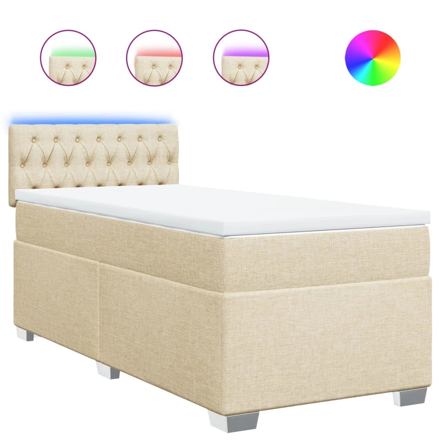 vidaXL Boxspringbett mit Matratze Creme 100x200 cm Stoff 3288111 günstig online kaufen