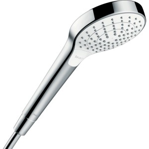 Hansgrohe Croma Select S Vario Handbrause, 3 Strahlarten, weiß-chrom. Duschkopf mit Select-Knopf.