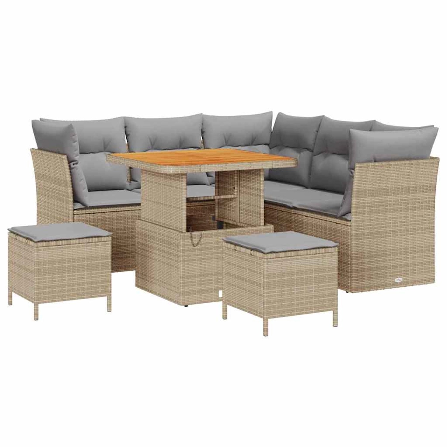 vidaXL 8-Teiliges Garten-Sofa-Set mit Kissen in Beige aus Poly Rattan und A günstig online kaufen