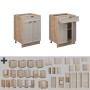 Vicco Schubunterschrank Fame-Line, grau-beige, 60 cm, mit Schublade und Arbeitsplatte in Marmor-Optik.