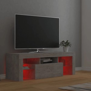 VidaXL TV-Schrank mit LED, Betongrau, 120 cm breit. Wohnwand mit RGB-Beleuchtung.