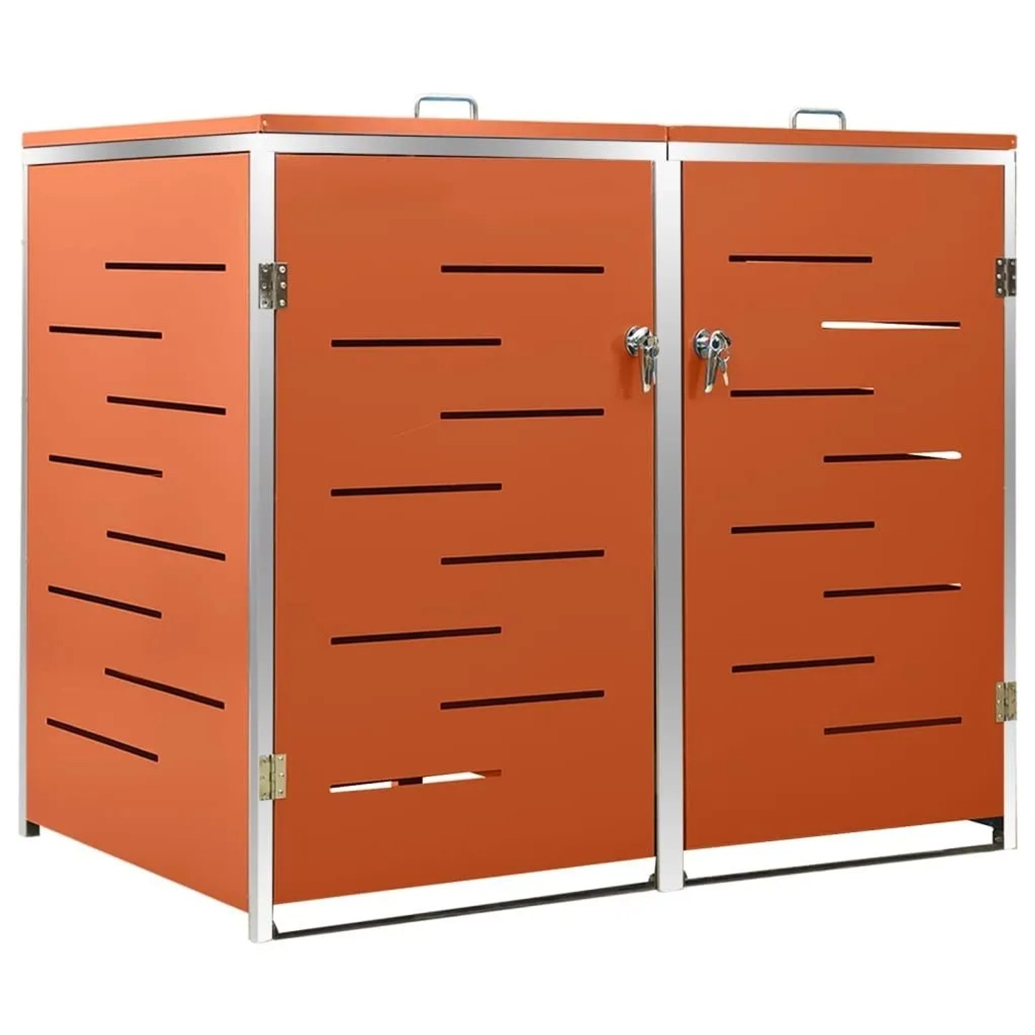 DELUKE 2er Mülltonnenbox JAGU Edelstahl Orange 115,5x138x77,5cm Mülltonnenverkleidung Für 2 Tonnen 240L Müllbox Aus Meta...