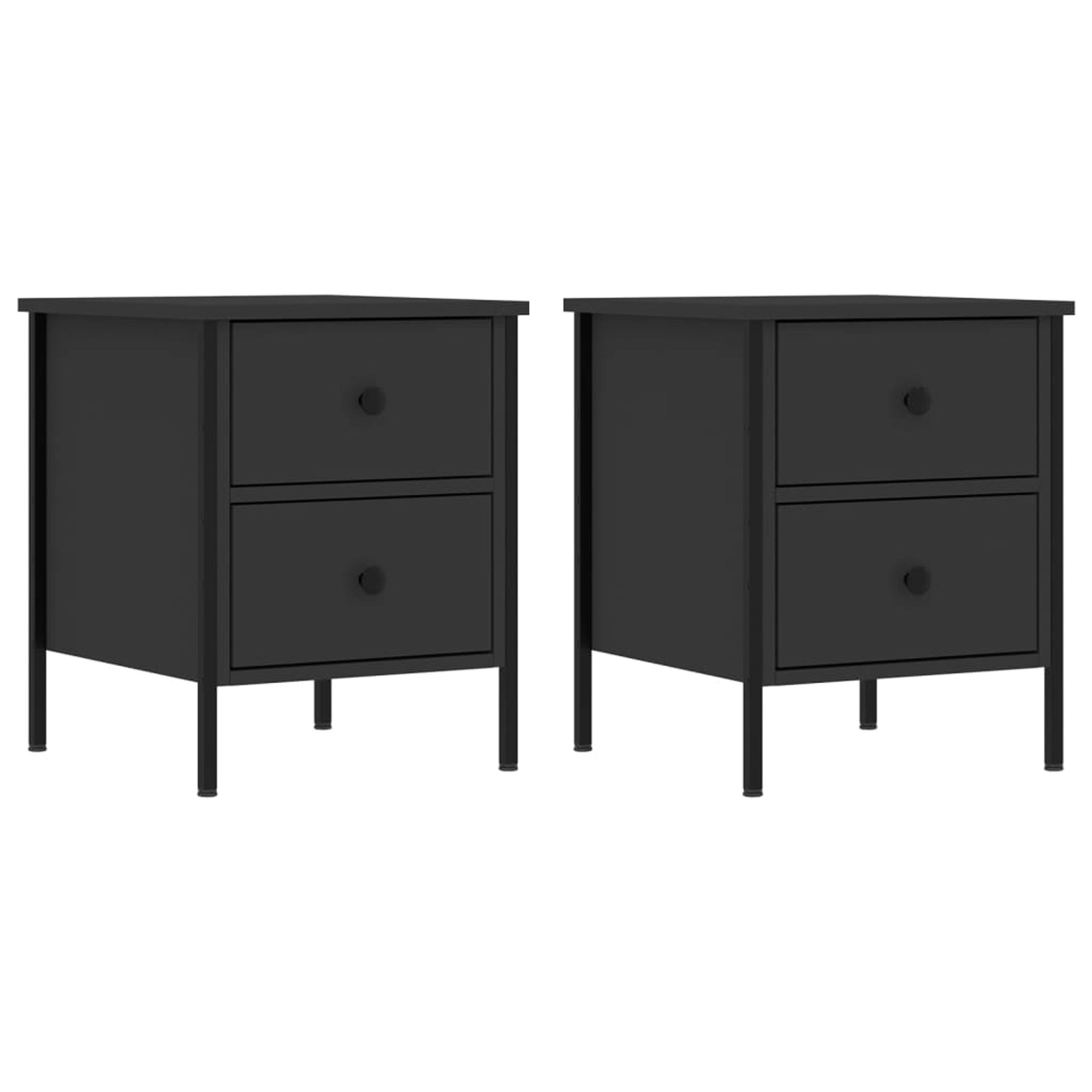 vidaXL Nachttische 2 Stk, Schwarz 40x42x50 cm Holzwerkstoff 825984 günstig online kaufen