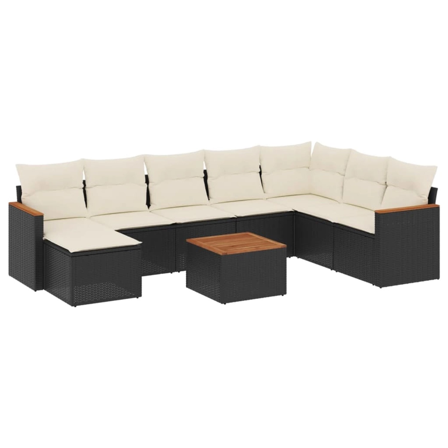 vidaXL 9-Tlg Garten-Sofagarnitur mit Kissen Schwarz Poly Rattan 3258654 günstig online kaufen