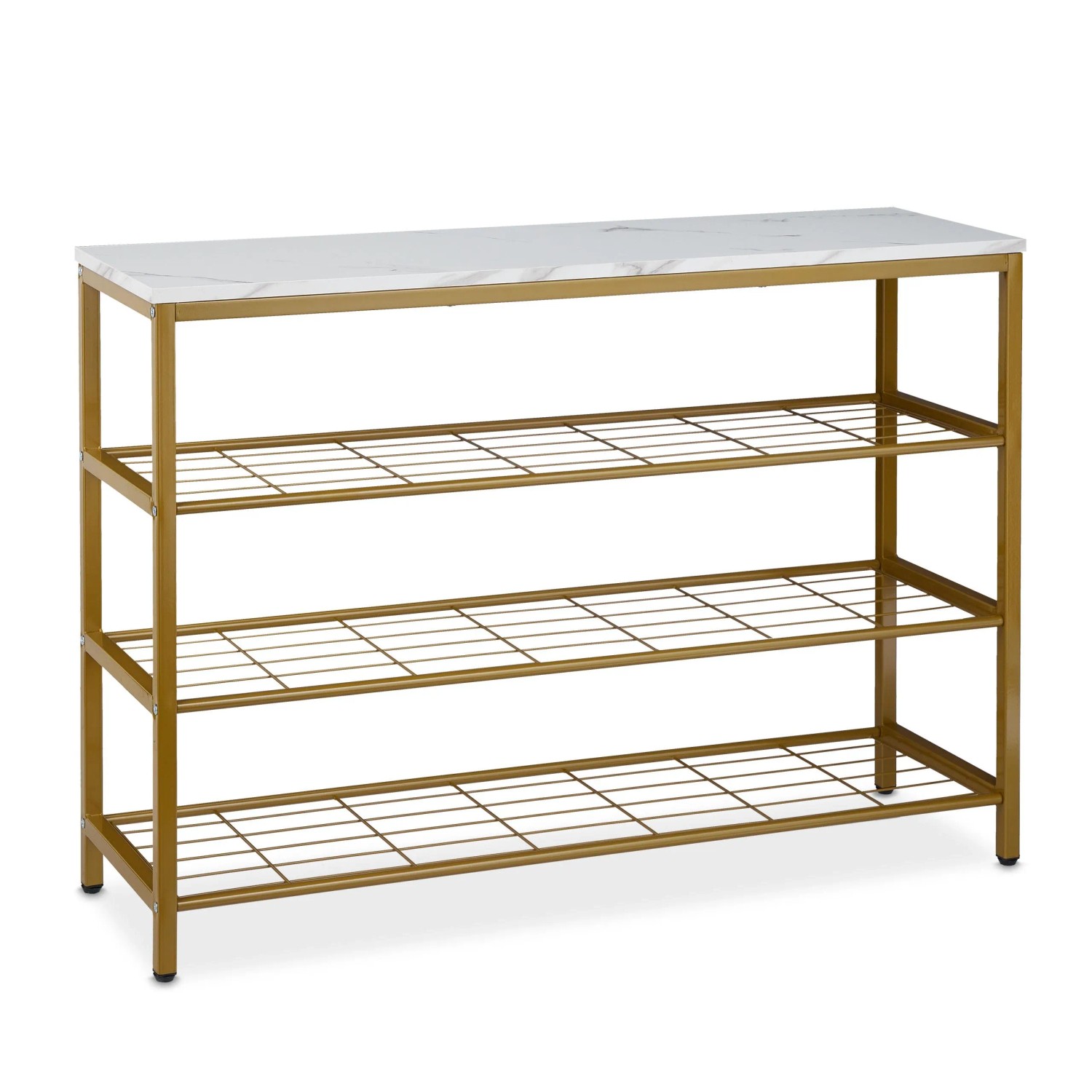 Relaxdays Konsolentisch MDF Eisen Weiß 4 Ablagen 70 cm x 101 cm x 30 cm 8,3 kg