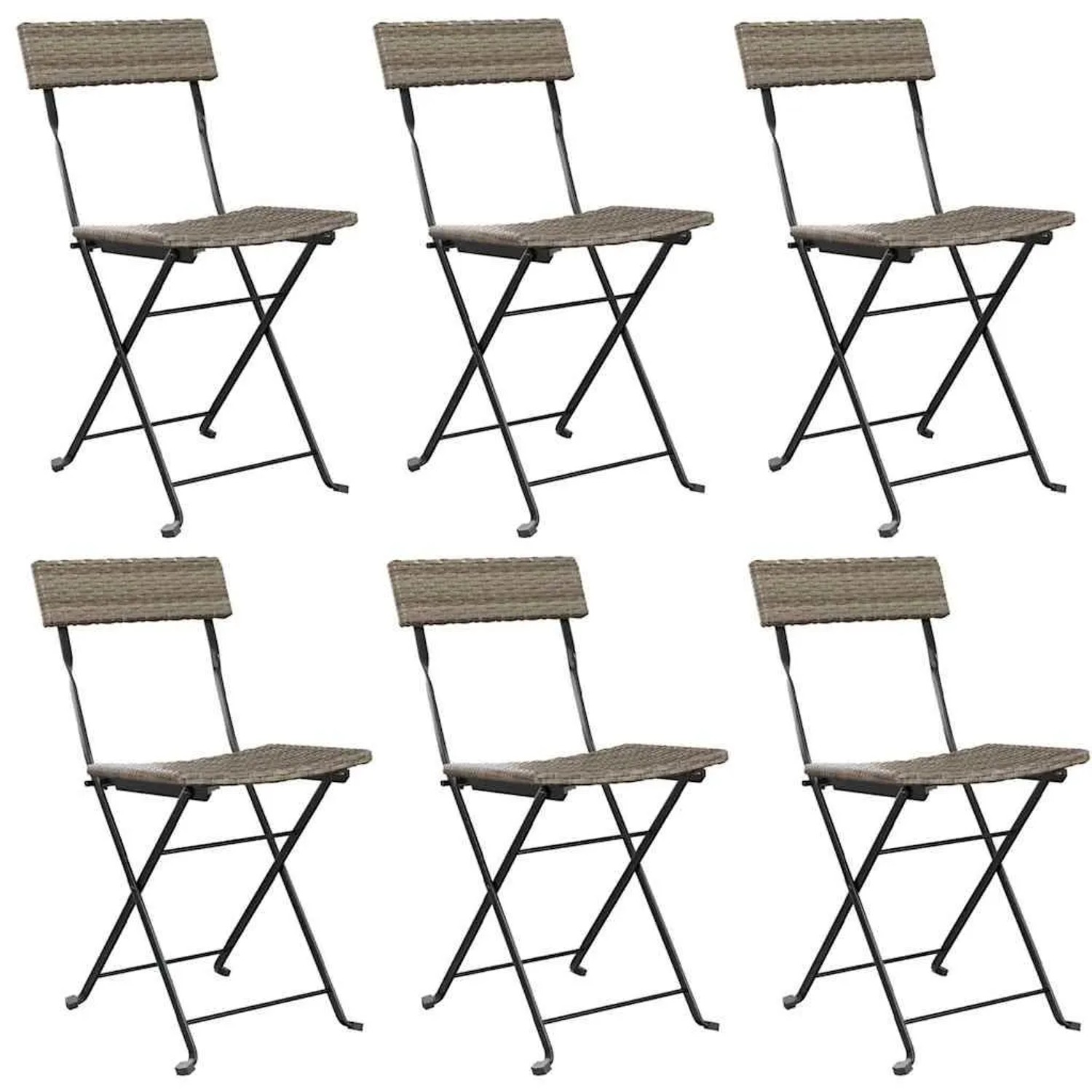 Furnicato Bistrostühle 6 Stk  Klappbar Grau Poly Rattan Und Stahl