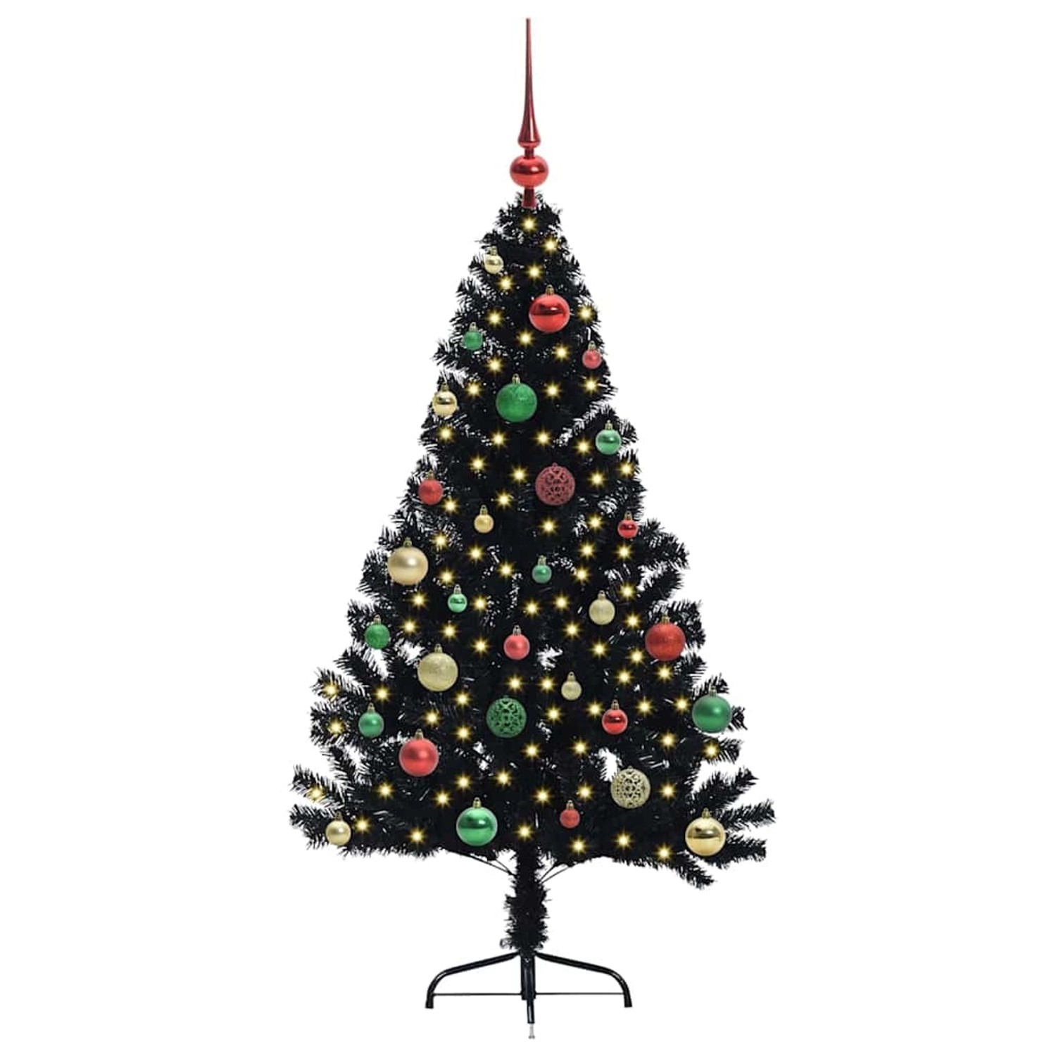 vidaXL Künstlicher Vorbeleuchteter Weihnachtsbaum Schwarz 150 cm PVC 3397136