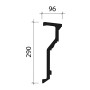Technische Zeichnung: PROFHOME Eckleiste 481001, Fassadenprofil, 29 x 9,6 cm, Maße
