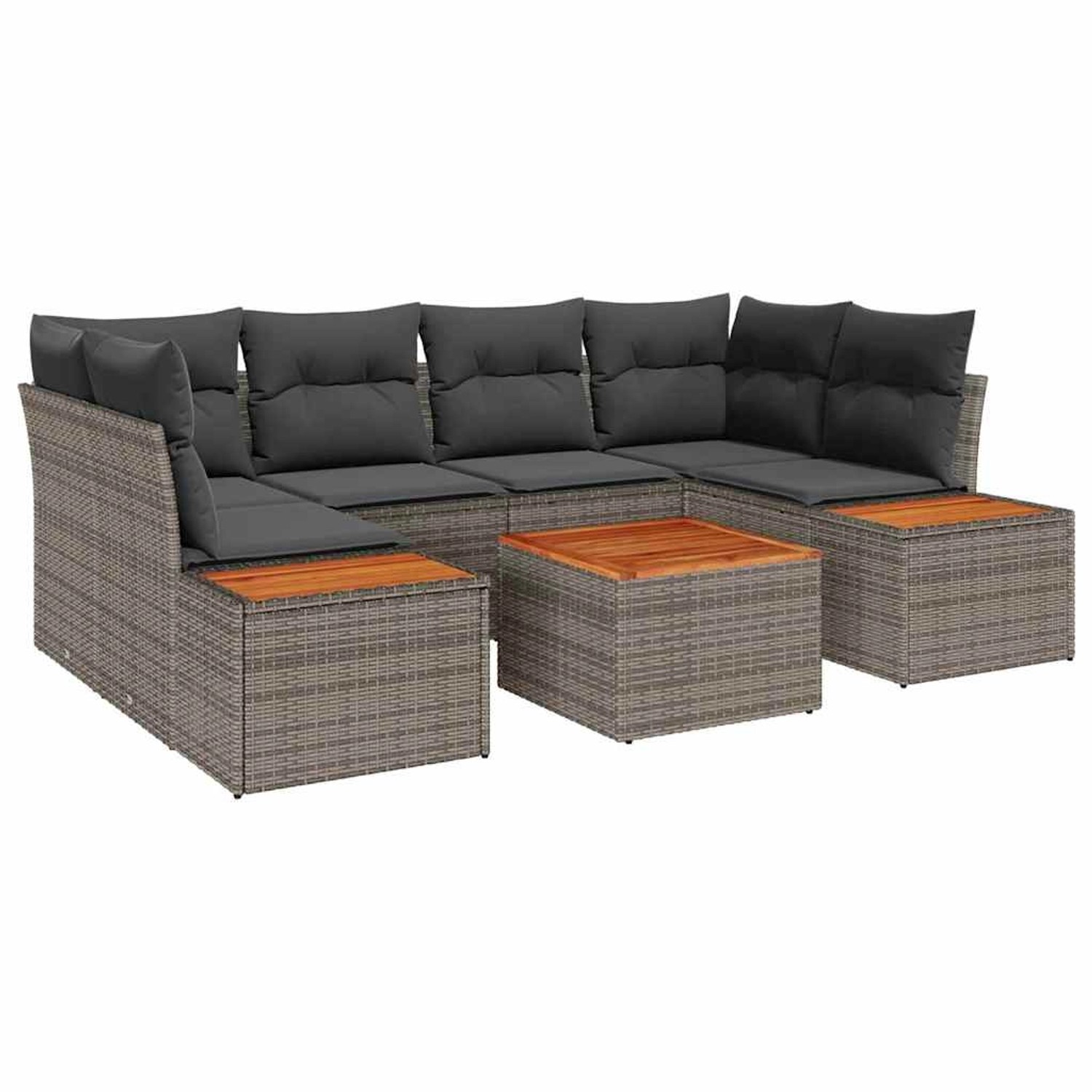 vidaXL Garten-Sofa-Set mit Kissen 7-Tlg Grau Poly Rattan 3348035 günstig online kaufen