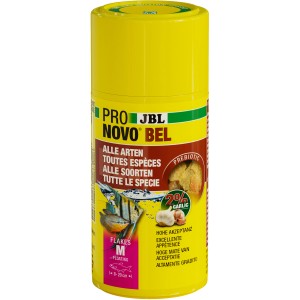 JBL Pronovo Bel Flakes M, Flockenfutter für Zierfische von 8-20cm im gelben Behälter.