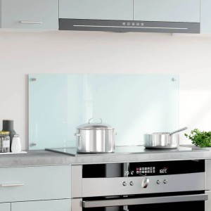 DELUKE Küchenrückwand Glas 90x40cm Weiß Wandverklediung Küche Wandschutz Spritzschutz Herdspritzschutz Glasplatte