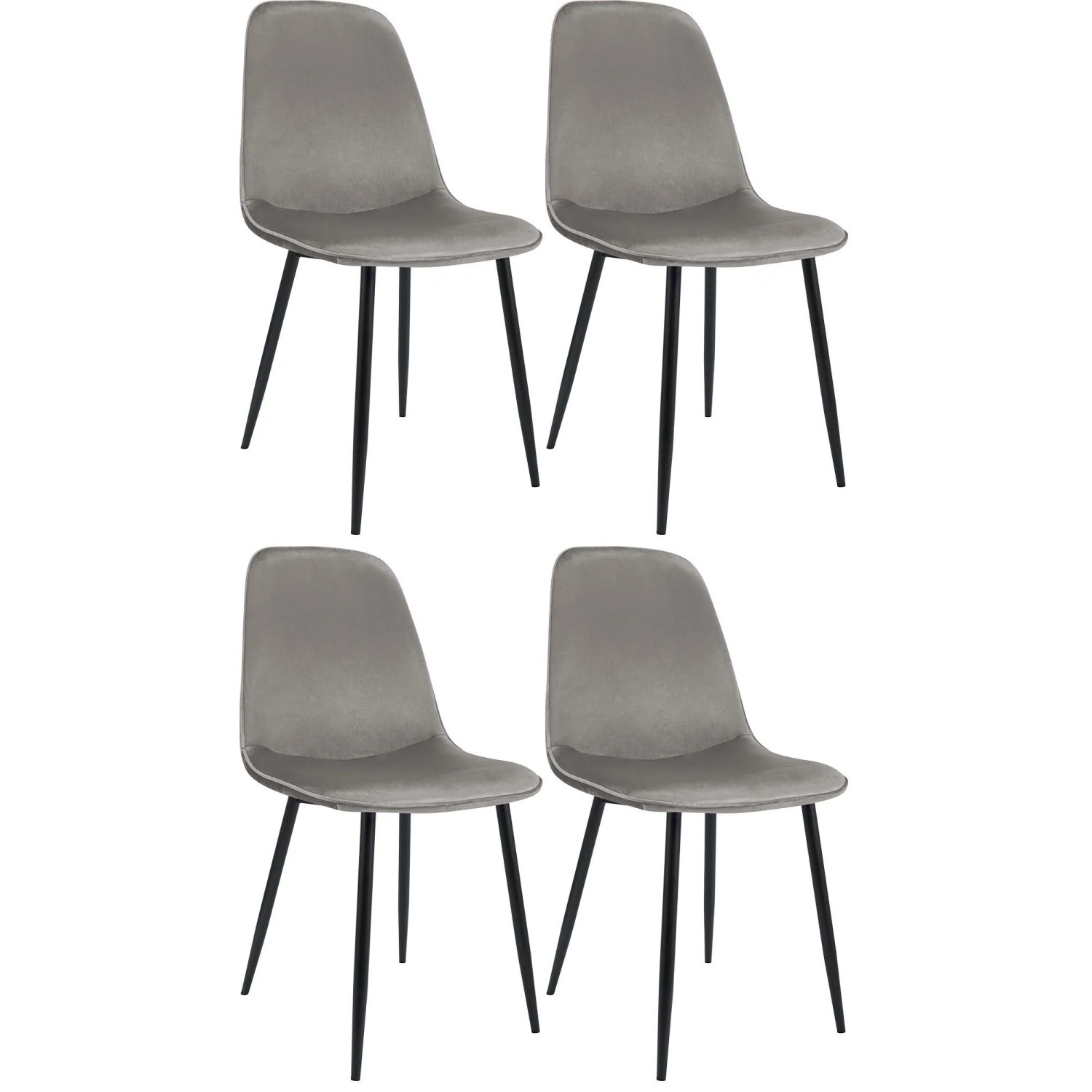 DELUKE 4er Set Esszimmerstuhl RAZON Samt Hellgrau 45x54x88cm Essstühle Esszimmerstühle Küchenstühle Wohnzimmerstühle