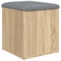 vidaXL Sitzbank Sonoma-Eiche mit Stauraum und hellgrauem Kissen, 42x42x45 cm.