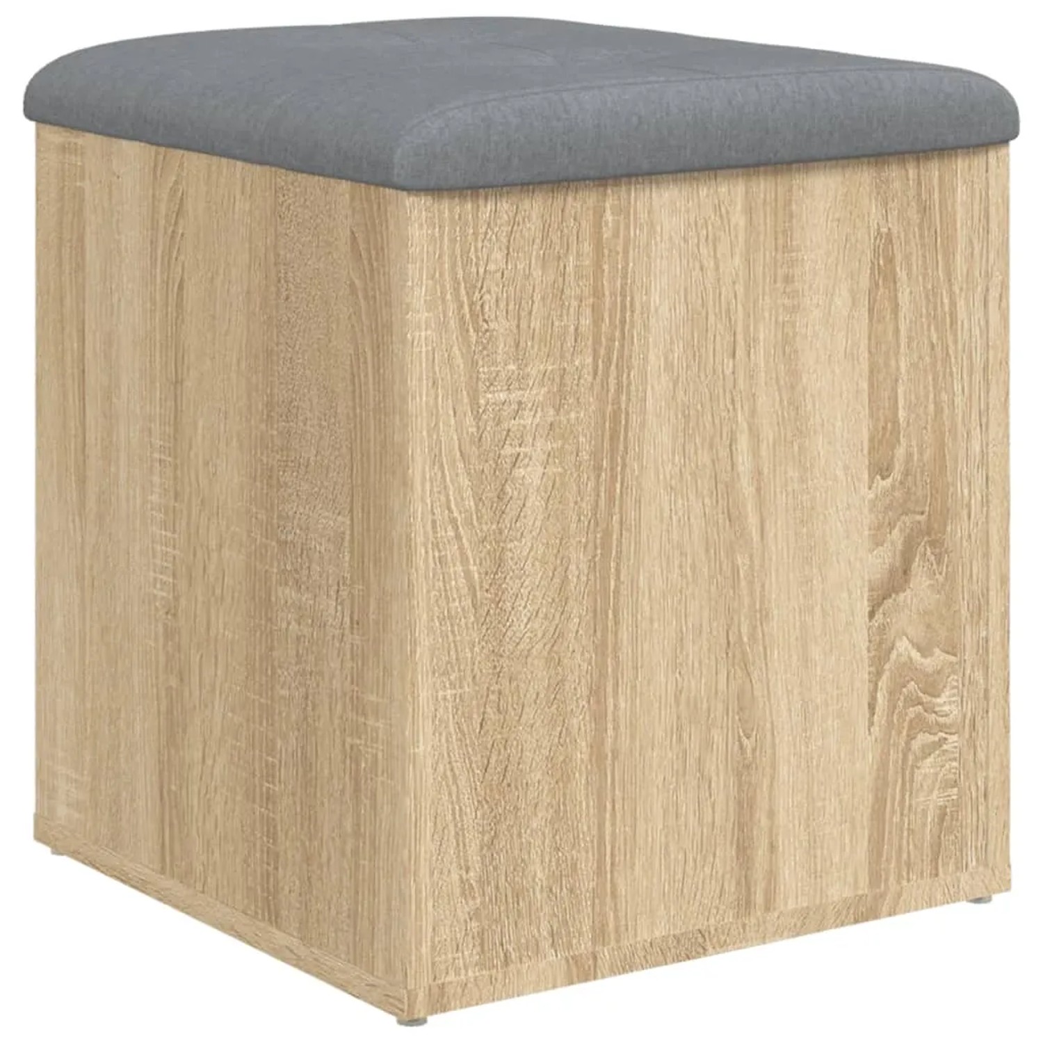 vidaXL Sitzbank Sonoma-Eiche mit Stauraum und hellgrauem Kissen, 42x42x45 cm.