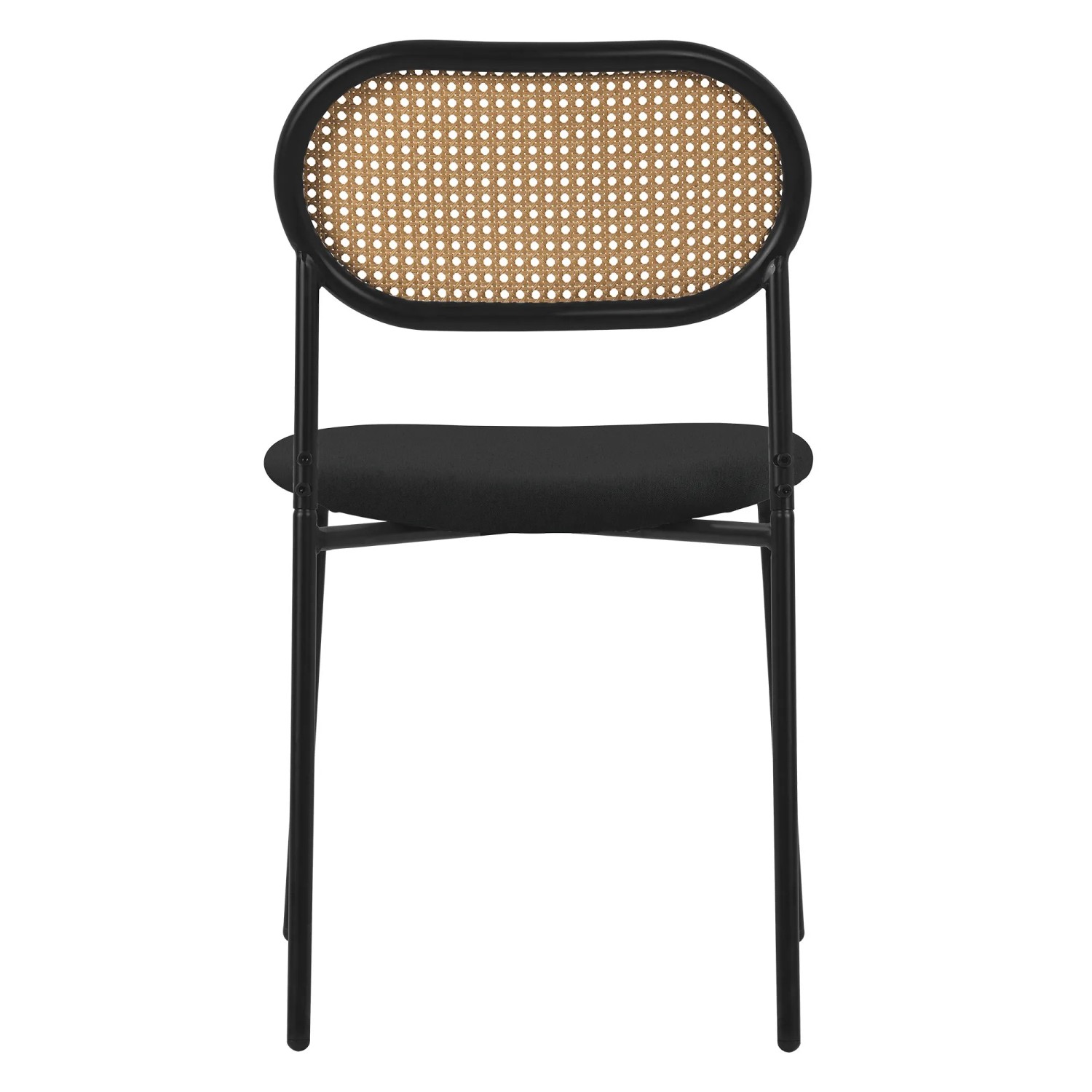 ML-Design Esszimmerstuhl 2er Set, schwarz, Rattanlehne, gepolstert.