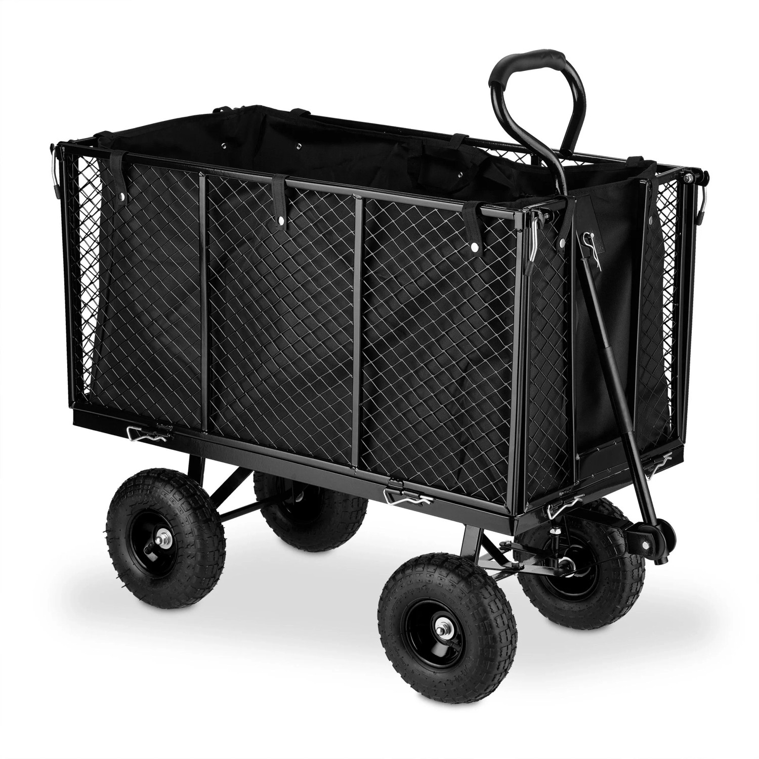 Relaxdays Bollerwagen Stahl Schwarz Klappbar 83 cm x 51 cm x 110 cm 21,5 kg