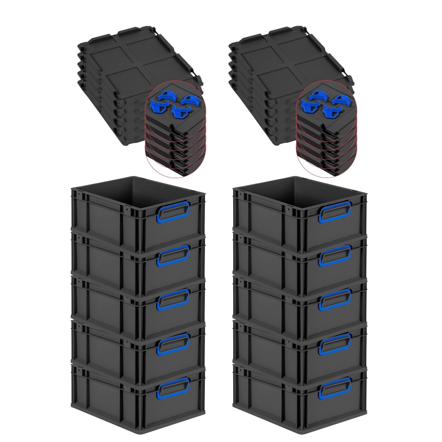 PROREGAL SuperSparSet 10x Eurobox Nextgen Color Mit Auflagedeckel HxBxT 17x günstig online kaufen