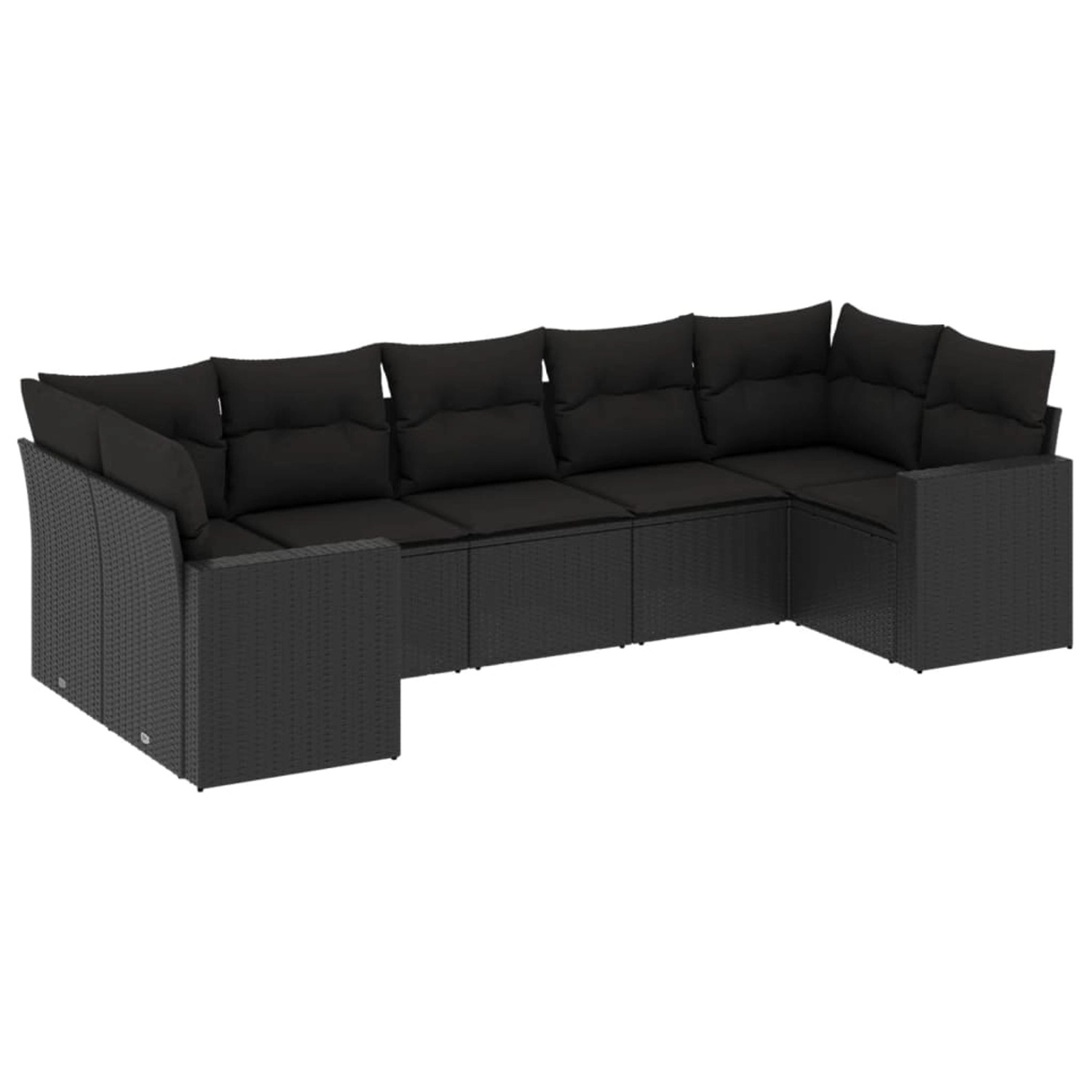 vidaXL 7-tlg Garten-Sofagarnitur mit Kissen Schwarz Poly Rattan Modell 15