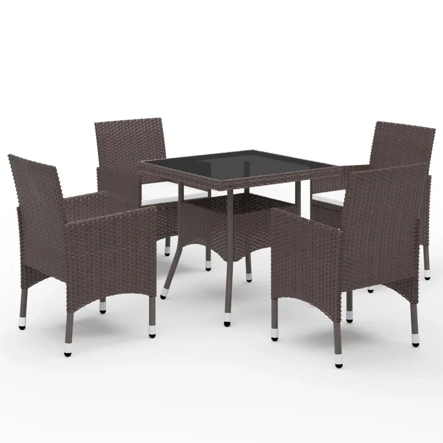 Furnicato 5-tlg Garten-essgruppe Braun Poly Rattan Und Glas
