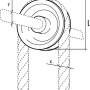 Skizze einer Conacord Seilrolle aus Polyamid, Durchmesser 40 mm, für Edelstahl-Beschläge.