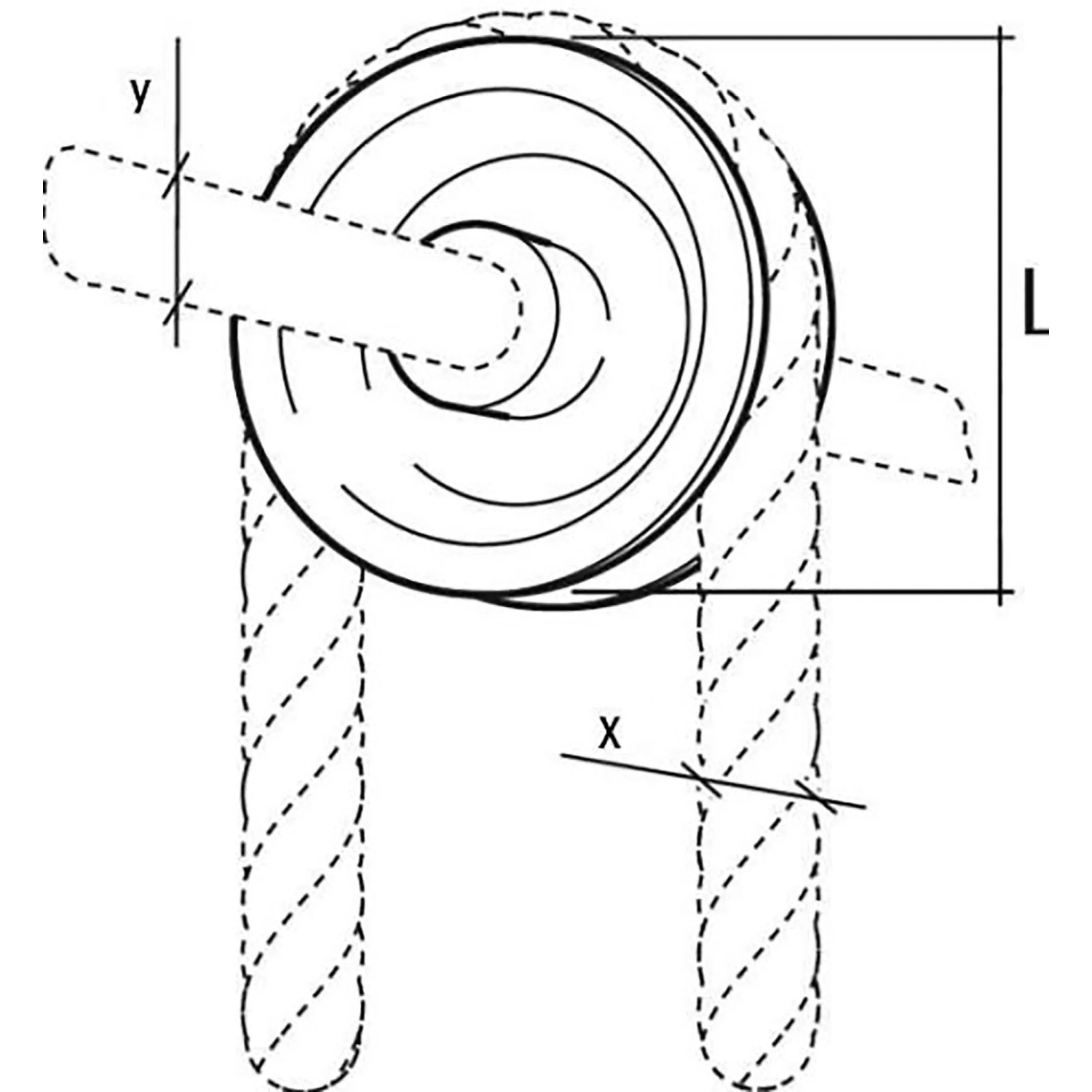 Skizze einer Conacord Seilrolle aus Polyamid, Durchmesser 40 mm, für Edelstahl-Beschläge.