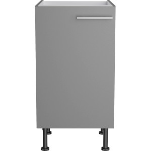 Optifit Spülenunterschrank Mats825 in Basaltgrau, 45 cm breit, mit Tür und Edelstahlgriff.